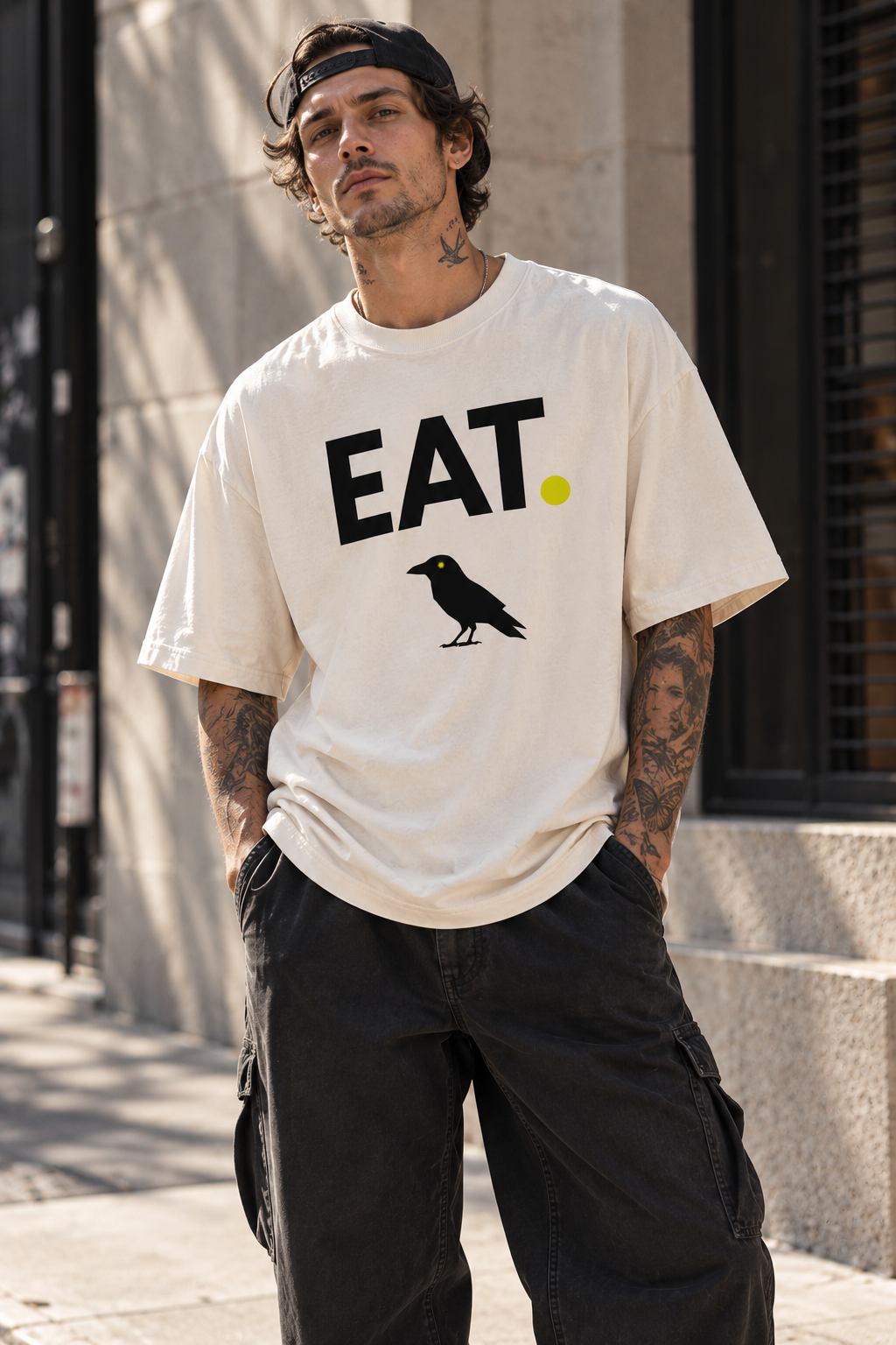 EAT. CROW. Oversized Graphic T-Shirt | Inspirational Streetwear