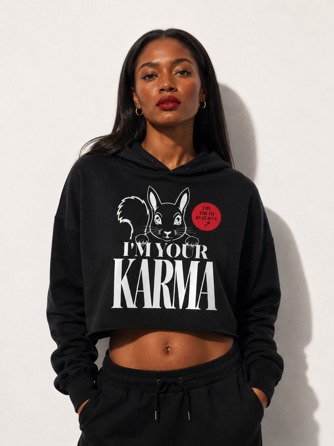 SQUIRREL KARMA Women's Cropped Hoodie