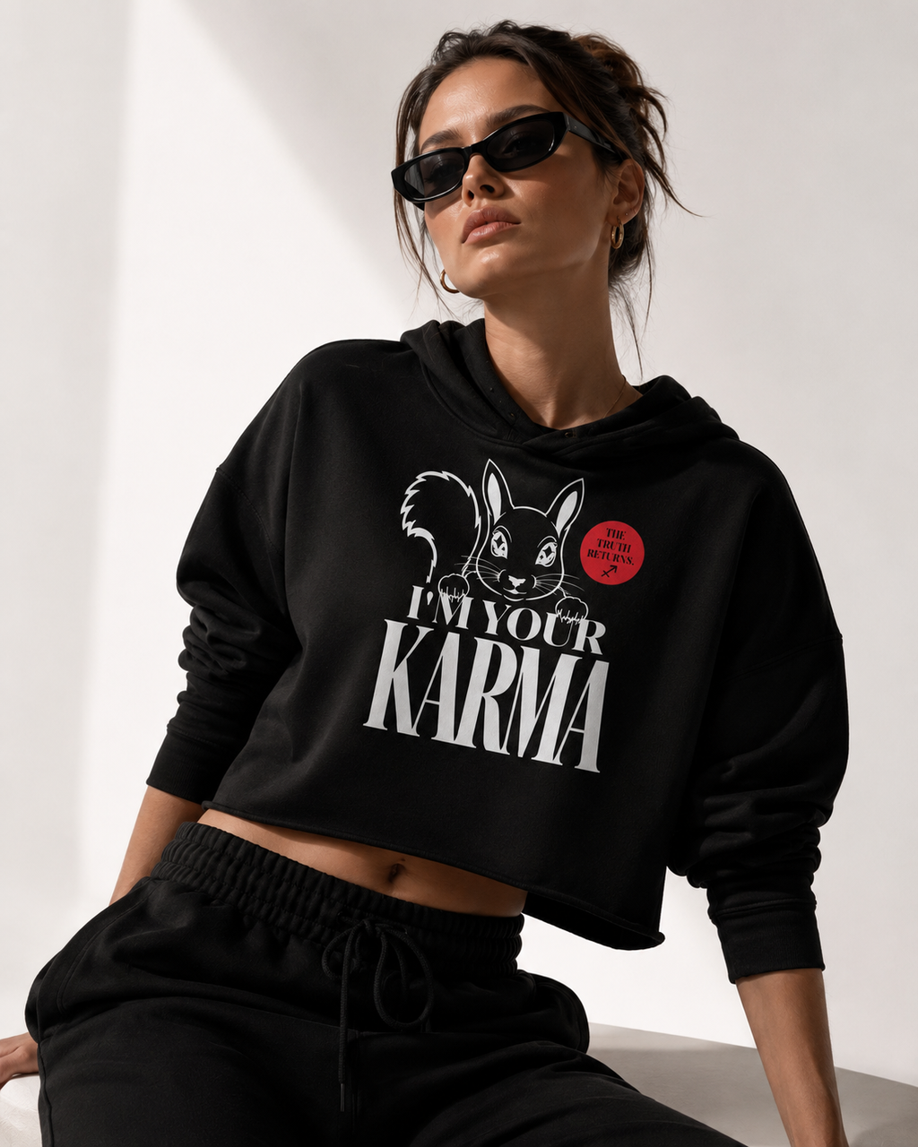 SQUIRREL KARMA Women's Cropped Hoodie