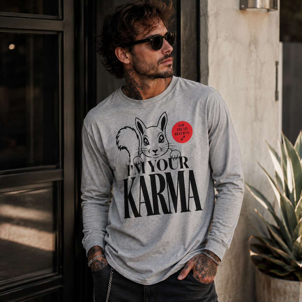 SQUIRREL KARMA Men's Heavyweight Long Sleeve T-Shirt
