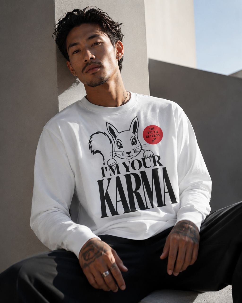SQUIRREL KARMA Men's Heavyweight Long Sleeve T-Shirt