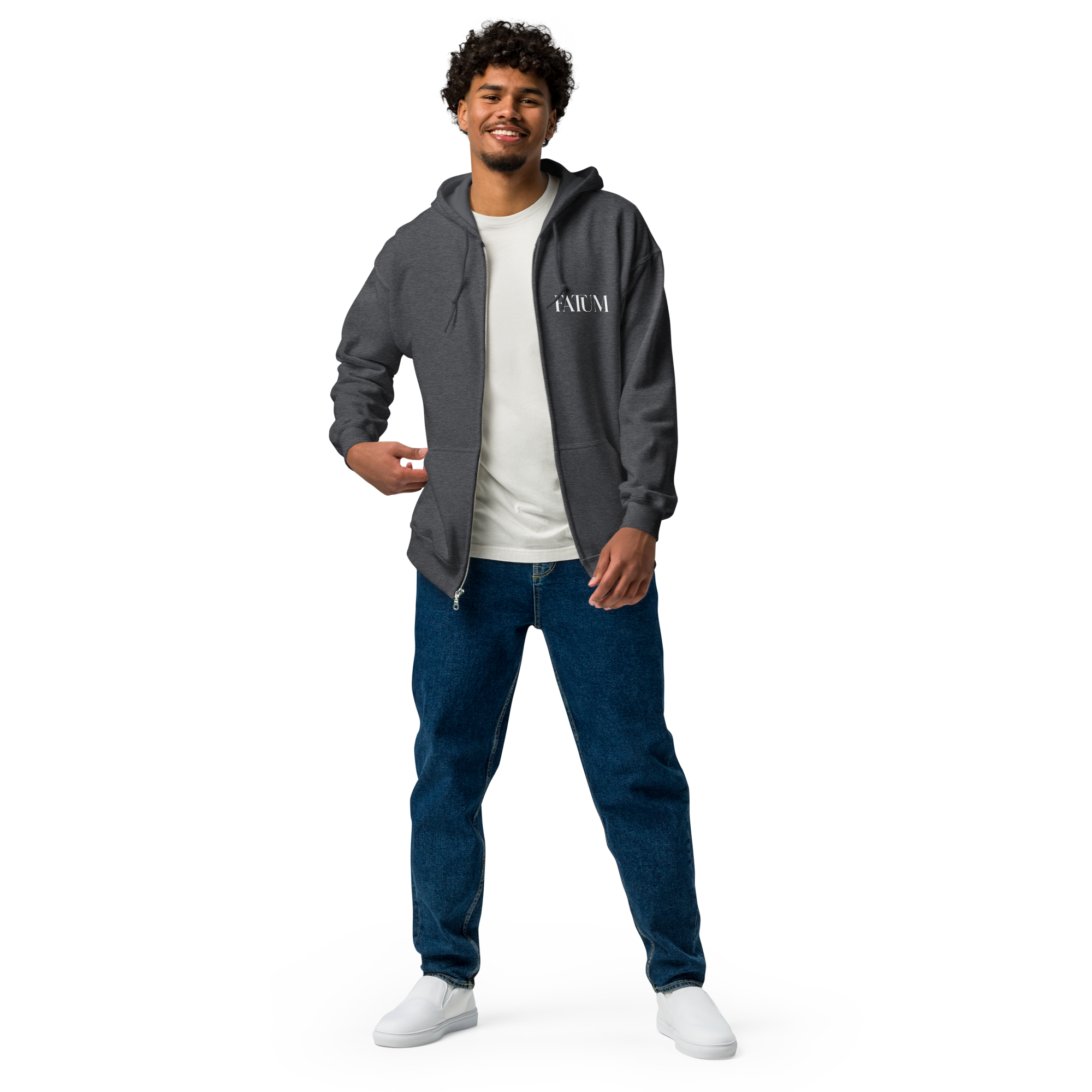 DIAMOND Unisex Heavy Blend Zip Hoodie (White)
