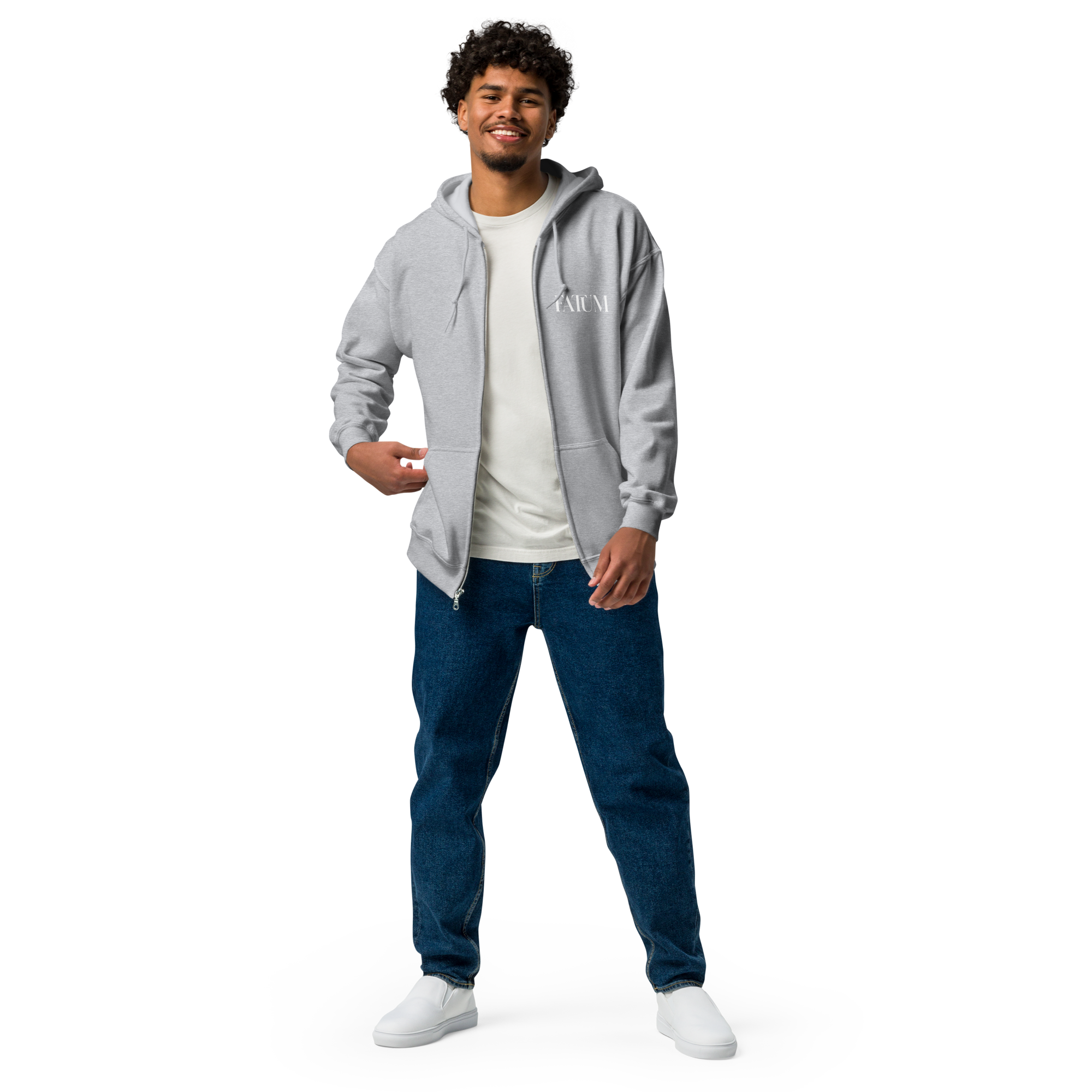 DIAMOND Unisex Heavy Blend Zip Hoodie (White)